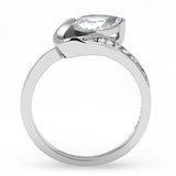 High polished (no plating) Stainless Steel Ring with AAA Grade CZ  in Clear