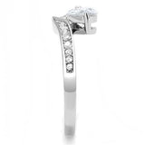 High polished (no plating) Stainless Steel Ring with AAA Grade CZ  in Clear