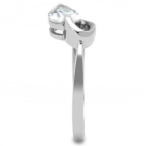 High polished (no plating) Stainless Steel Ring with AAA Grade CZ  in Clear