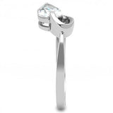 High polished (no plating) Stainless Steel Ring with AAA Grade CZ  in Clear