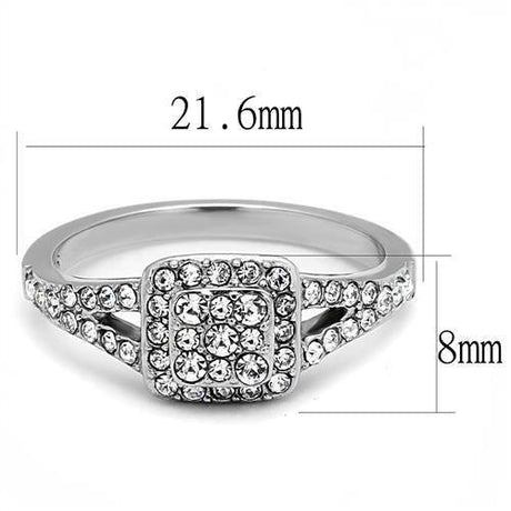 High polished (no plating) Stainless Steel Ring with Top Grade Crystal  in Clear