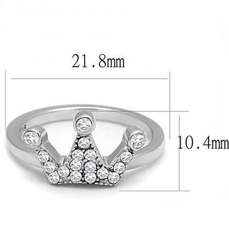 High polished (no plating) Stainless Steel Ring with AAA Grade CZ  in Clear
