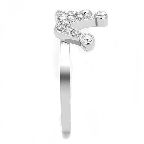 High polished (no plating) Stainless Steel Ring with AAA Grade CZ  in Clear