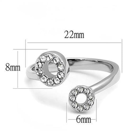 High polished (no plating) Stainless Steel Ring with Top Grade Crystal  in Clear