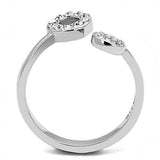 High polished (no plating) Stainless Steel Ring with Top Grade Crystal  in Clear