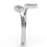 High polished (no plating) Stainless Steel Ring with Top Grade Crystal  in Clear