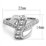 High polished (no plating) Stainless Steel Ring with Top Grade Crystal  in Clear