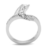 High polished (no plating) Stainless Steel Ring with Top Grade Crystal  in Clear