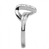 High polished (no plating) Stainless Steel Ring with Top Grade Crystal  in Clear