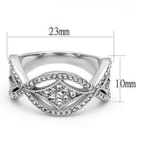 High polished (no plating) Stainless Steel Ring with Top Grade Crystal  in Clear