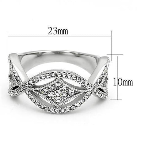 High polished (no plating) Stainless Steel Ring with Top Grade Crystal  in Clear