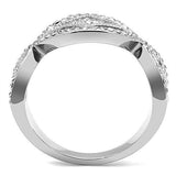 High polished (no plating) Stainless Steel Ring with Top Grade Crystal  in Clear