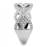 High polished (no plating) Stainless Steel Ring with Top Grade Crystal  in Clear