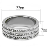 High polished (no plating) Stainless Steel Ring with Top Grade Crystal  in Clear