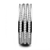 High polished (no plating) Stainless Steel Ring with Top Grade Crystal  in Clear