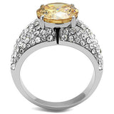 High polished (no plating) Stainless Steel Ring with AAA Grade CZ  in Champagne