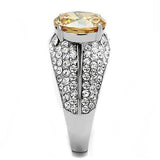 High polished (no plating) Stainless Steel Ring with AAA Grade CZ  in Champagne