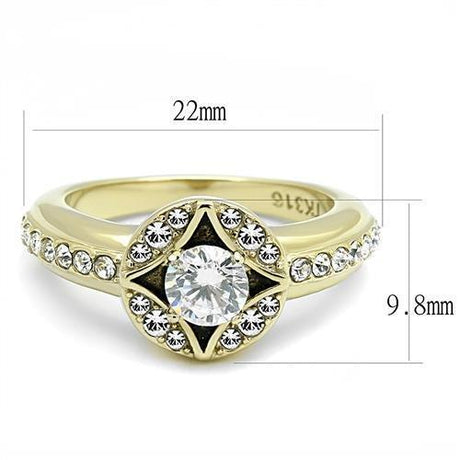 IP Gold(Ion Plating) Stainless Steel Ring with AAA Grade CZ  in Clear