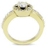 IP Gold(Ion Plating) Stainless Steel Ring with AAA Grade CZ  in Clear