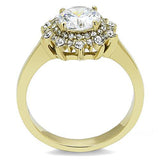 IP Gold(Ion Plating) Stainless Steel Ring with AAA Grade CZ  in Clear