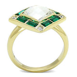IP Gold(Ion Plating) Stainless Steel Ring with Synthetic Synthetic Glass in Clear