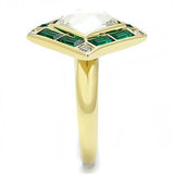 IP Gold(Ion Plating) Stainless Steel Ring with Synthetic Synthetic Glass in Clear