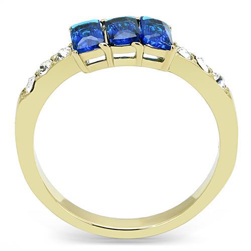 IP Gold(Ion Plating) Stainless Steel Ring with Synthetic Synthetic Glass in Montana