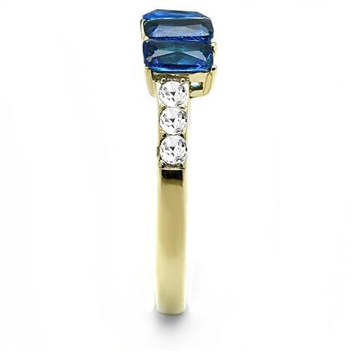 IP Gold(Ion Plating) Stainless Steel Ring with Synthetic Synthetic Glass in Montana
