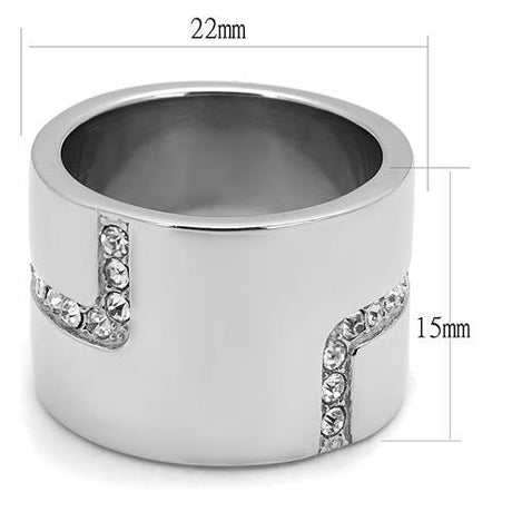 High polished (no plating) Stainless Steel Ring with Top Grade Crystal  in Clear