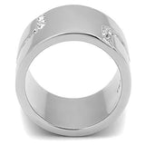 High polished (no plating) Stainless Steel Ring with Top Grade Crystal  in Clear