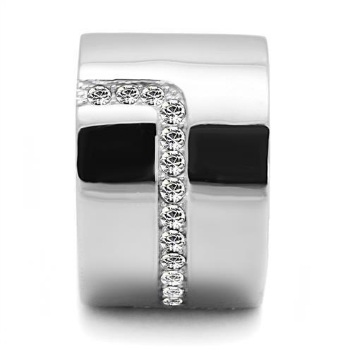 High polished (no plating) Stainless Steel Ring with Top Grade Crystal  in Clear