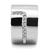 High polished (no plating) Stainless Steel Ring with Top Grade Crystal  in Clear