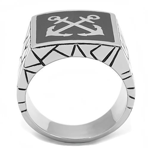 High polished (no plating) Stainless Steel Ring with Epoxy  in Jet