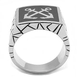High polished (no plating) Stainless Steel Ring with Epoxy  in Jet