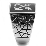 High polished (no plating) Stainless Steel Ring with Epoxy  in Jet
