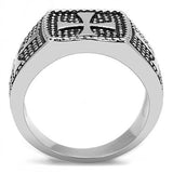 High polished (no plating) Stainless Steel Ring with Epoxy  in Jet
