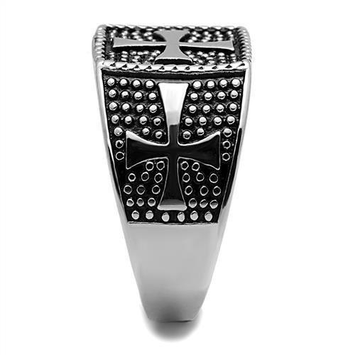 High polished (no plating) Stainless Steel Ring with Epoxy  in Jet