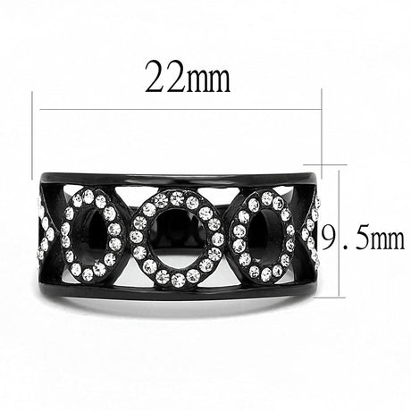 IP Black(Ion Plating) Stainless Steel Ring with Top Grade Crystal  in Clear