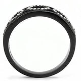 IP Black(Ion Plating) Stainless Steel Ring with Top Grade Crystal  in Clear