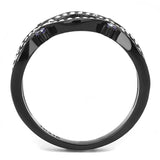 IP Black(Ion Plating) Stainless Steel Ring with AAA Grade CZ  in Amethyst