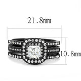 IP Black(Ion Plating) Stainless Steel Ring with AAA Grade CZ  in Clear