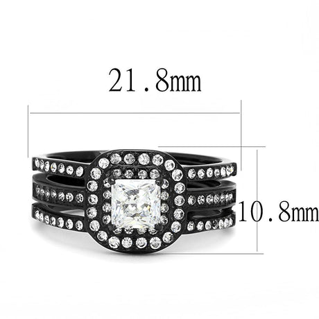IP Black(Ion Plating) Stainless Steel Ring with AAA Grade CZ  in Clear