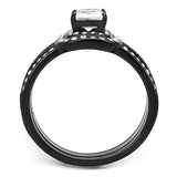 IP Black(Ion Plating) Stainless Steel Ring with AAA Grade CZ  in Clear