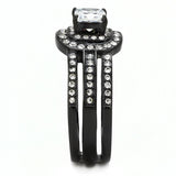 IP Black(Ion Plating) Stainless Steel Ring with AAA Grade CZ  in Clear