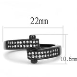IP Black(Ion Plating) Stainless Steel Ring with Top Grade Crystal  in Clear