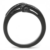 IP Black(Ion Plating) Stainless Steel Ring with Top Grade Crystal  in Clear