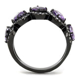 IP Black(Ion Plating) Stainless Steel Ring with AAA Grade CZ  in Amethyst