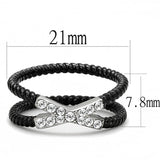 Two-Tone IP Black (Ion Plating) Stainless Steel Ring with Top Grade Crystal  in Clear