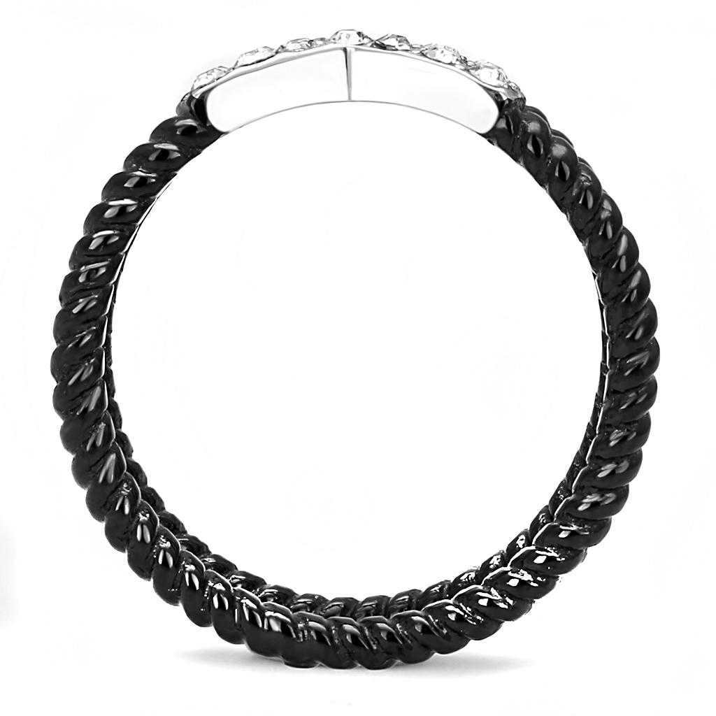 Two-Tone IP Black (Ion Plating) Stainless Steel Ring with Top Grade Crystal  in Clear