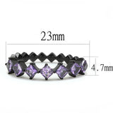 IP Black(Ion Plating) Stainless Steel Ring with AAA Grade CZ  in Amethyst